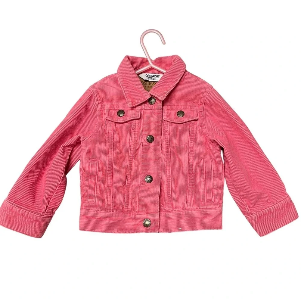 OshKosh Corduroy Jacket Pink Vintage Y2K Button Front Kids 2T Barbiecore